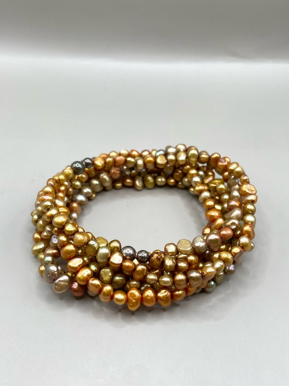 Vintage Silpada Copper Pearl Stretch Bracelet Set B1369